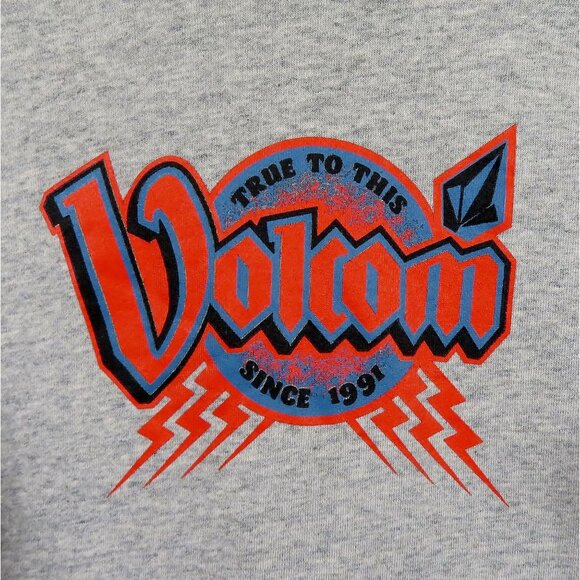 Volcom Youth Hoodie Sweatshirt L 12Y Grey Cotton Blend Long Sleeve Casual - Picture 2 of 14
